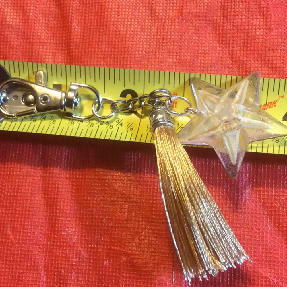 Beautiful real starfish gold tone&tassel keychain